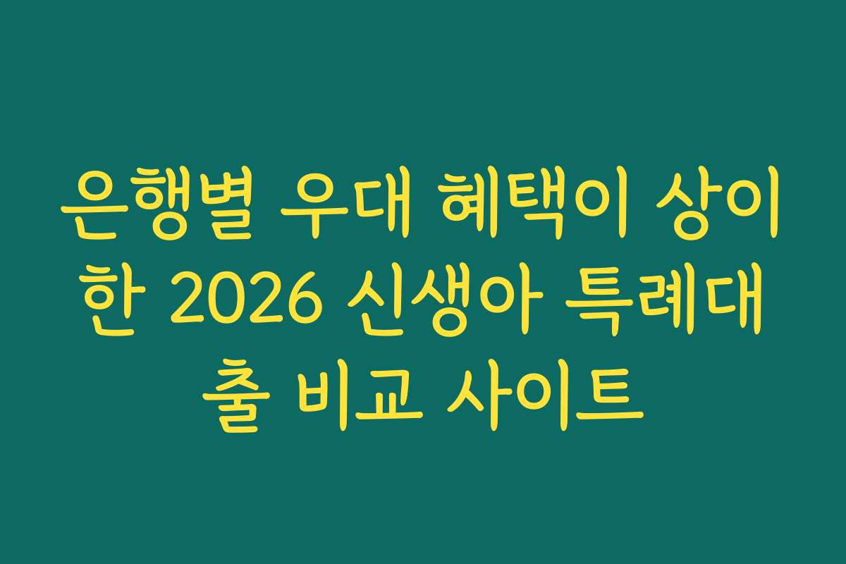 은행별 우대 혜택이 상이한 2026 신생아 특례대출 비교 사이트