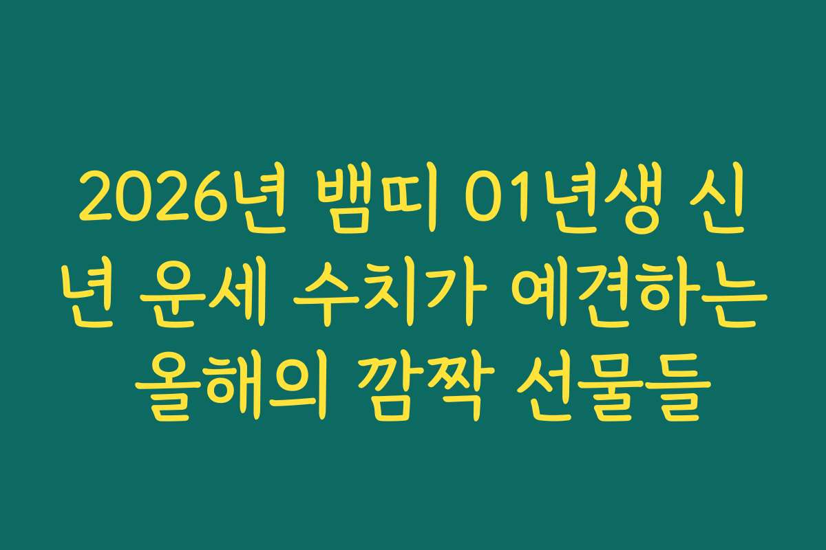 2026년 뱀띠 01년생 신년 운세 수치가 예견하는 올해의 깜짝 선물들