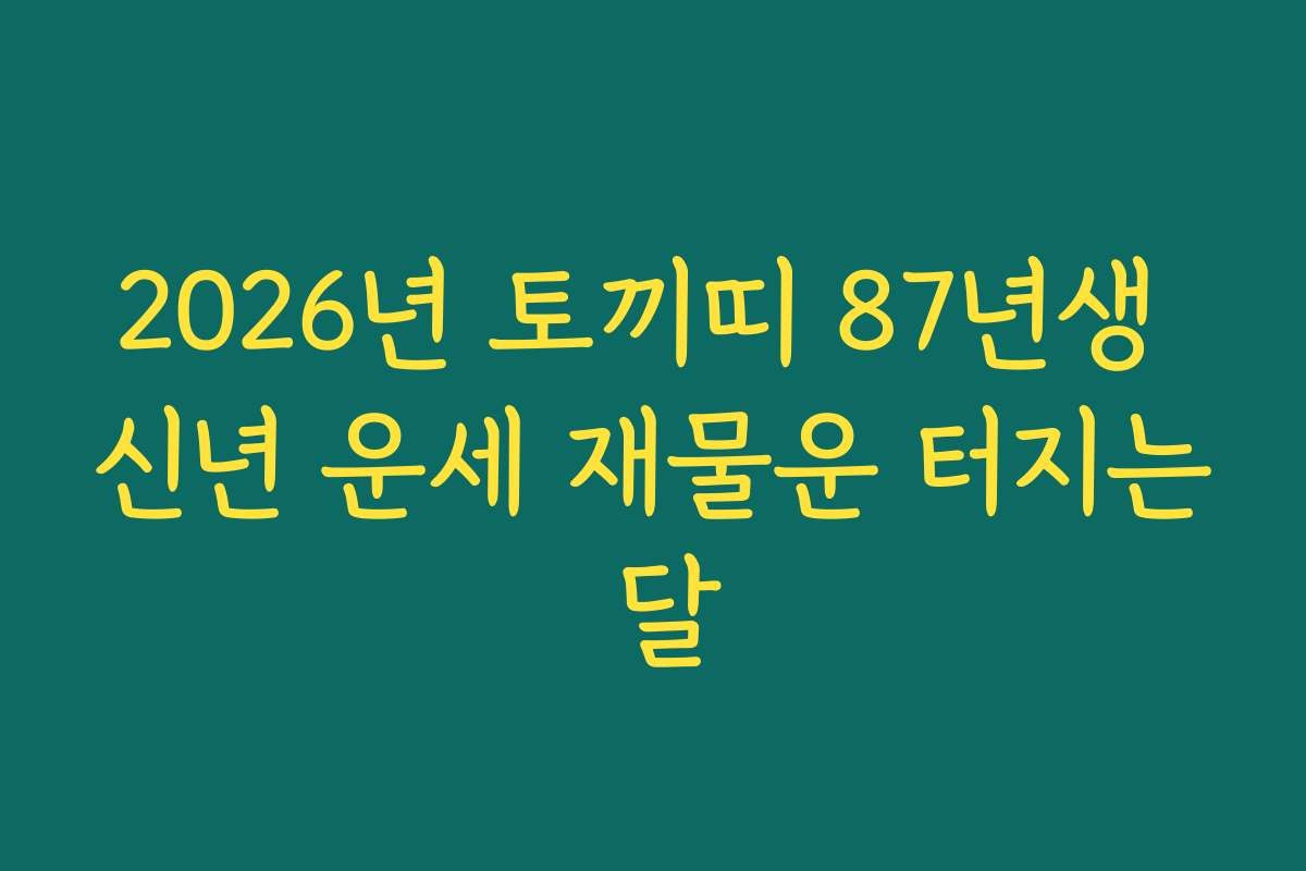 2026년 토끼띠 87년생 신년 운세 재물운 터지는 달
