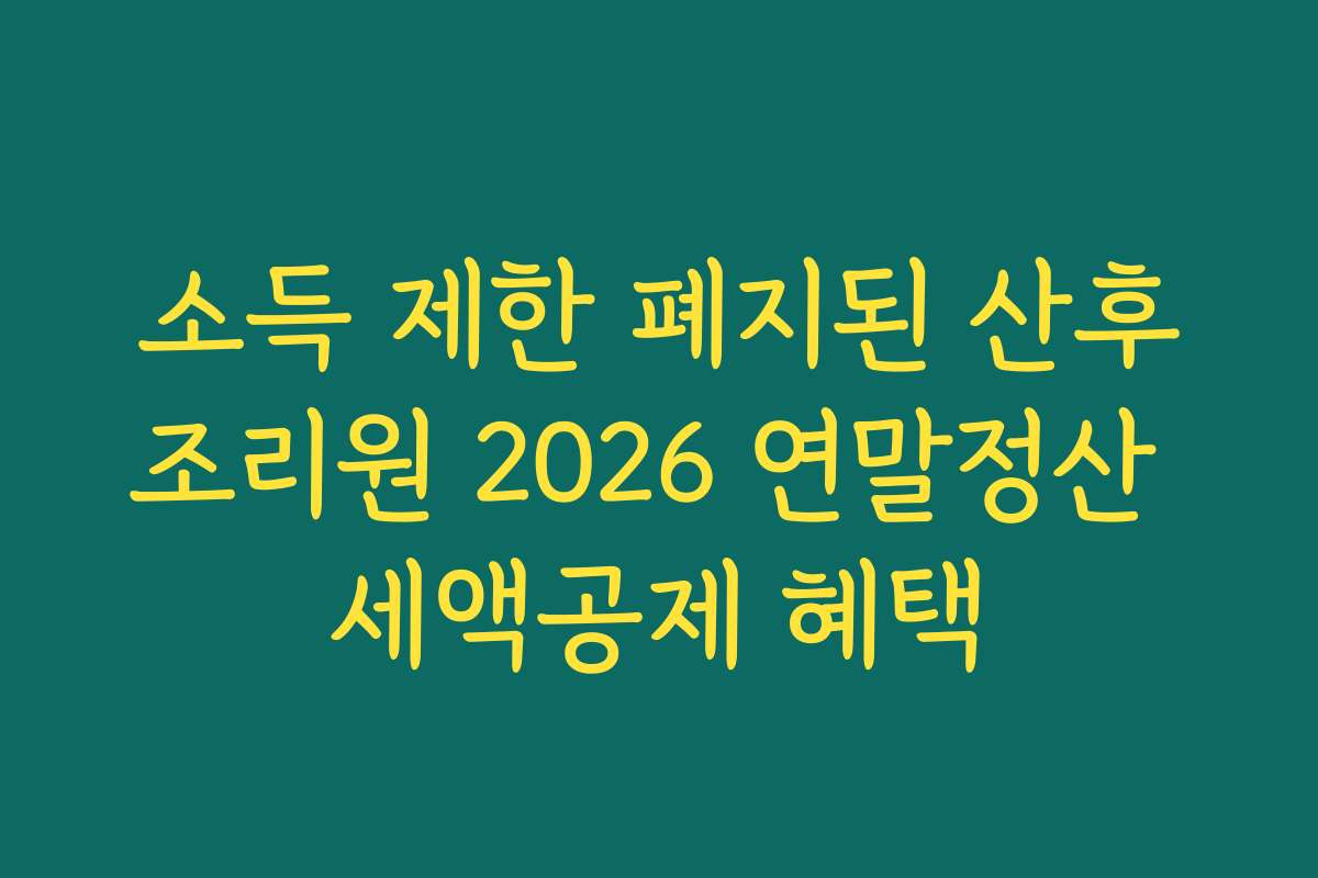 소득 제한 폐지된 산후조리원 2026 연말정산 세액공제 혜택