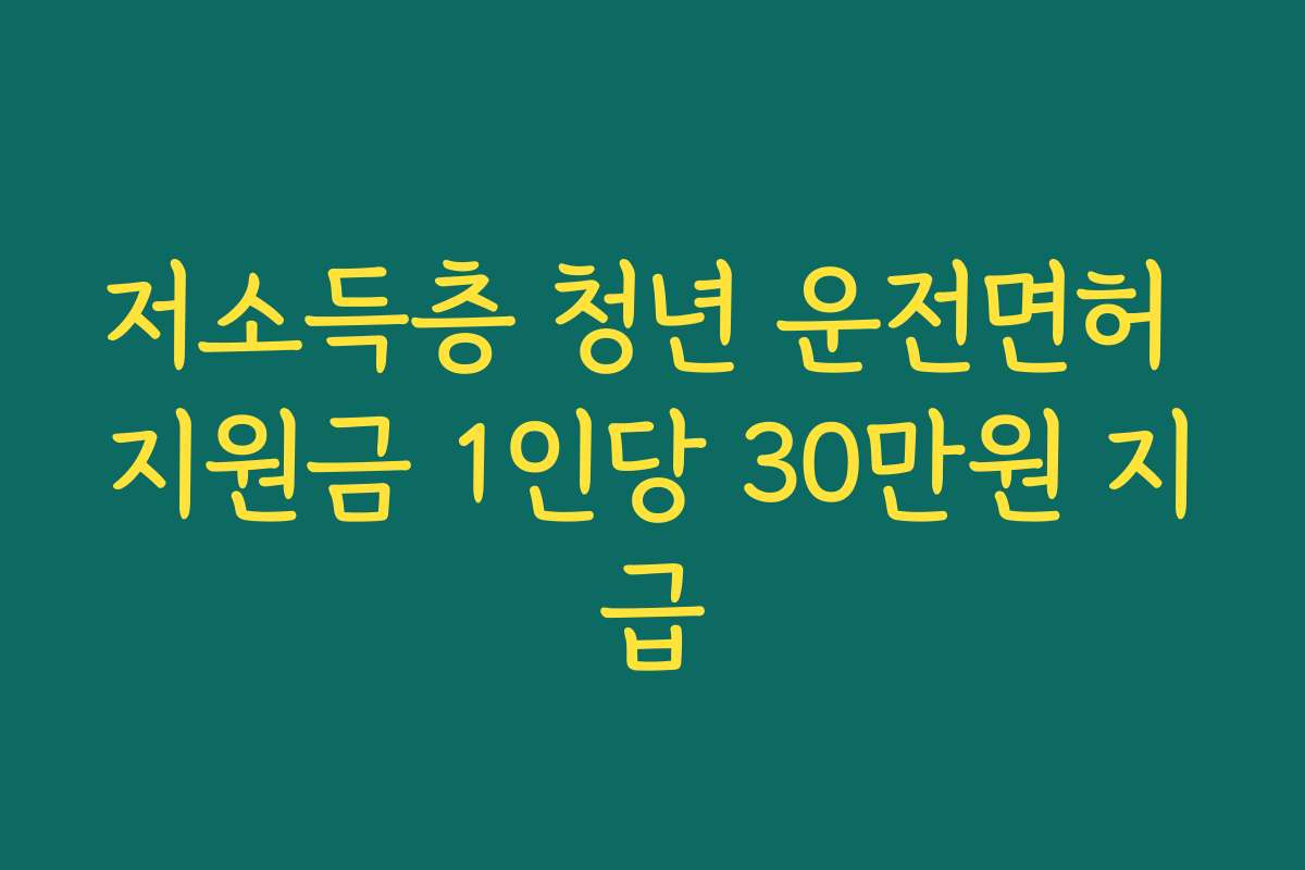 저소득층 청년 운전면허 지원금 1인당 30만원 지급