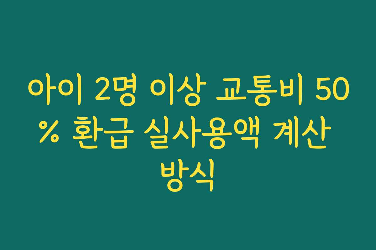 아이 2명 이상 교통비 50% 환급 실사용액 계산 방식 아이 2명 이상 교통비 50% 환급 실사용액 계산 방식