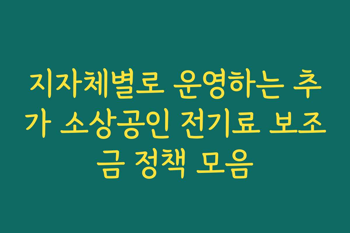 지자체별로 운영하는 추가 소상공인 전기료 보조금 정책 모음 지자체별로 운영하는 추가 소상공인 전기료 보조금 정책 모음