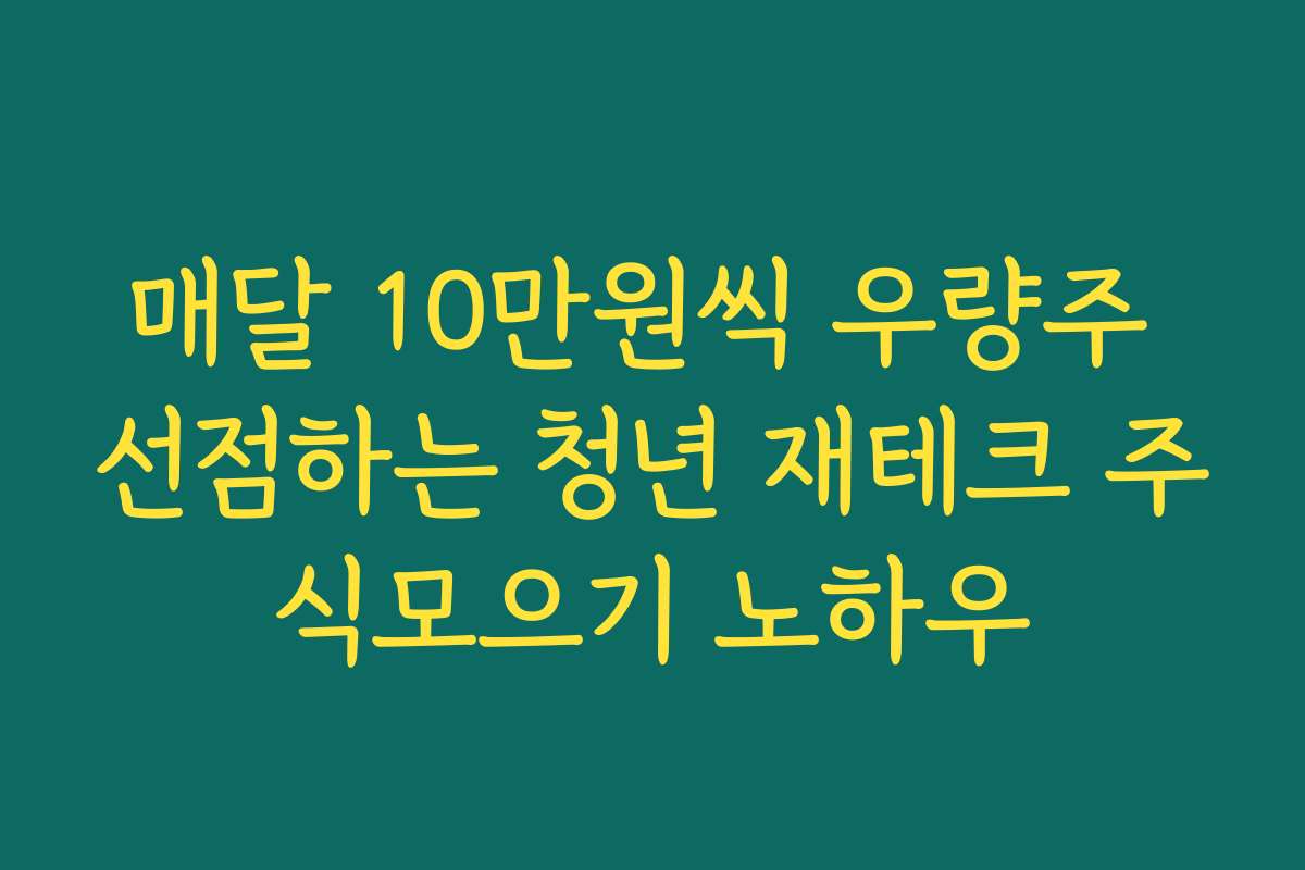 매달 10만원씩 우량주 선점하는 청년 재테크 주식모으기 노하우