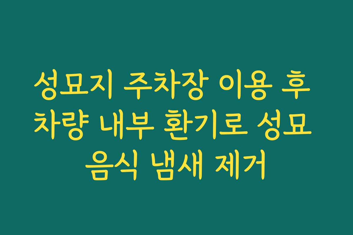 성묘지 주차장 이용 후 차량 내부 환기로 성묘 음식 냄새 제거