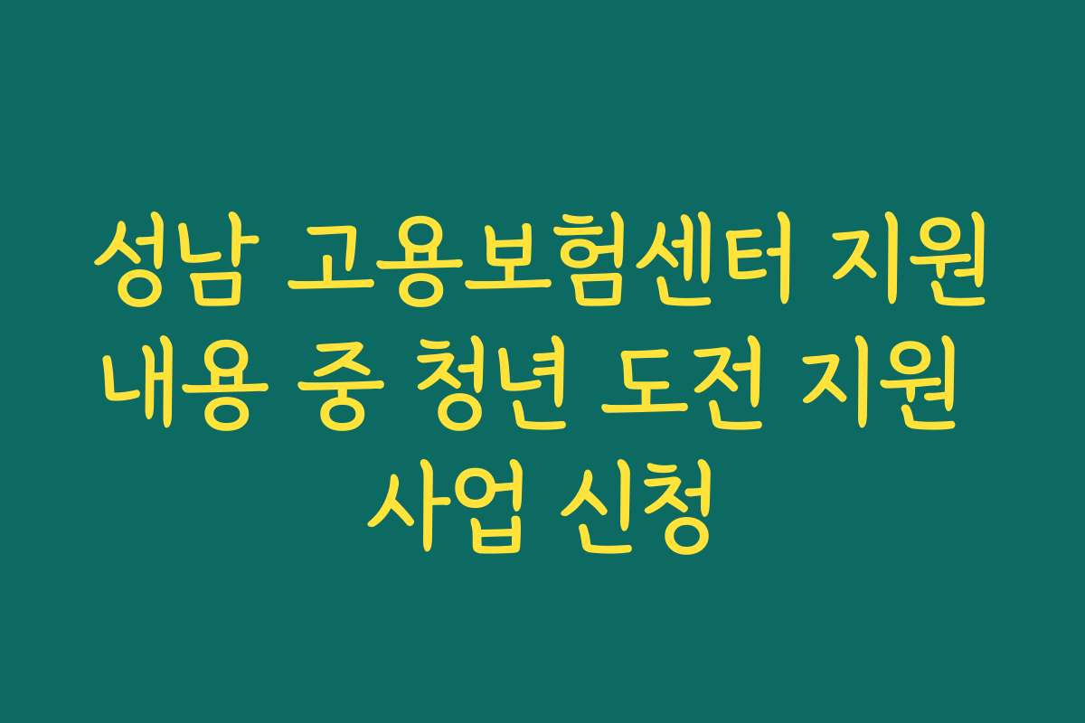 성남 고용보험센터 지원내용 중 청년 도전 지원 사업 신청
