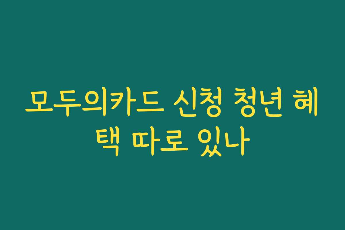 모두의카드 신청 청년 혜택 따로 있나
