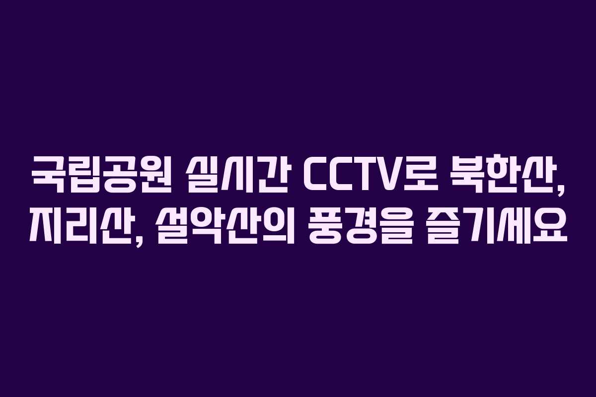 국립공원 실시간 CCTV로 북한산, 지리산, 설악산의 풍경을 즐기세요