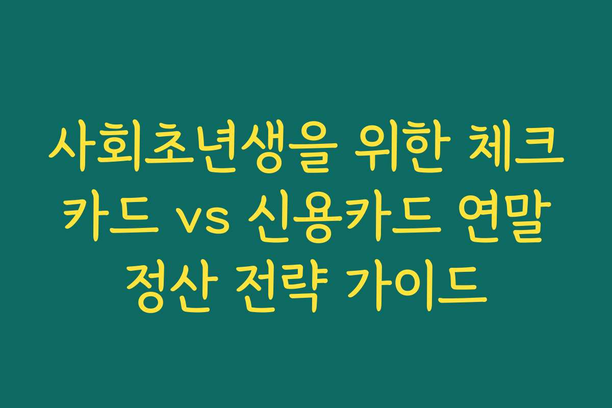 사회초년생을 위한 체크카드 vs 신용카드 연말정산 전략 가이드