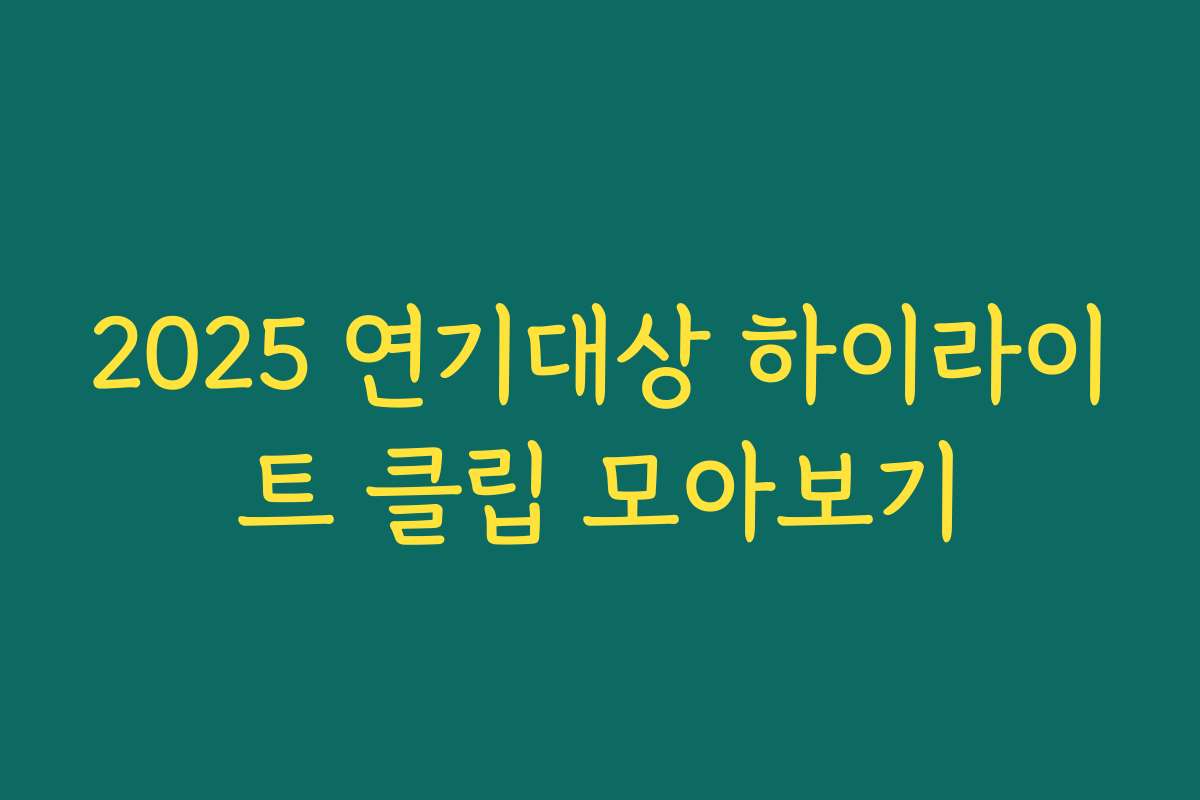 2025 연기대상 하이라이트 클립 모아보기