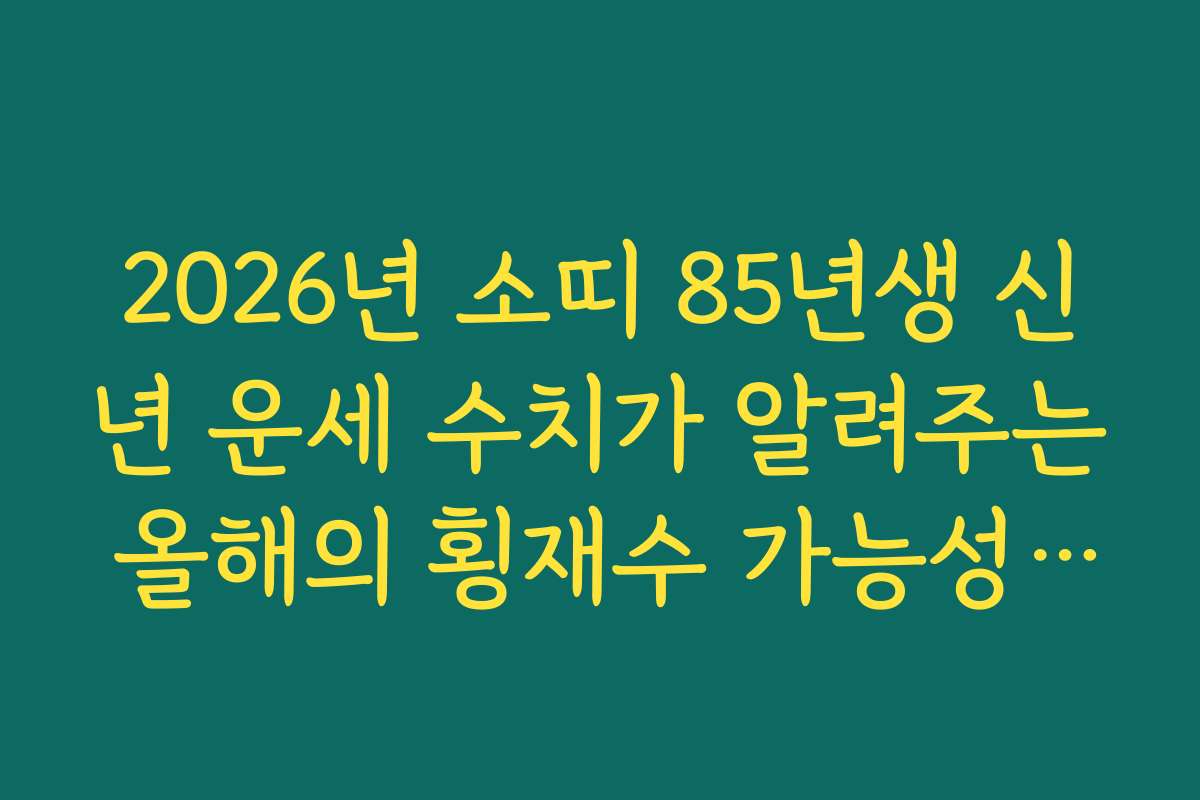 2026년 소띠 85년생 신년 운세 수치가 알려주는 올해의 횡재수 가능성 체크 2026년 소띠 85년생 신년 운세 수치가 알려주는 올해의 횡재수 가능성 체크