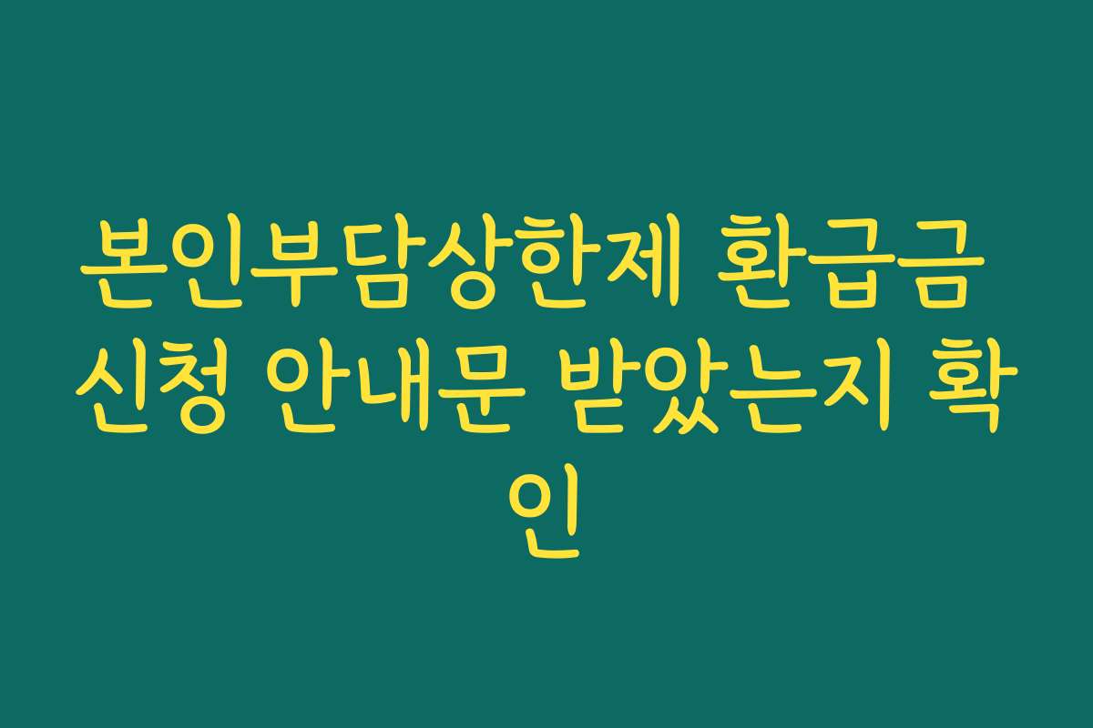 본인부담상한제 환급금 신청 안내문 받았는지 확인 본인부담상한제 환급금 신청 안내문 받았는지 확인