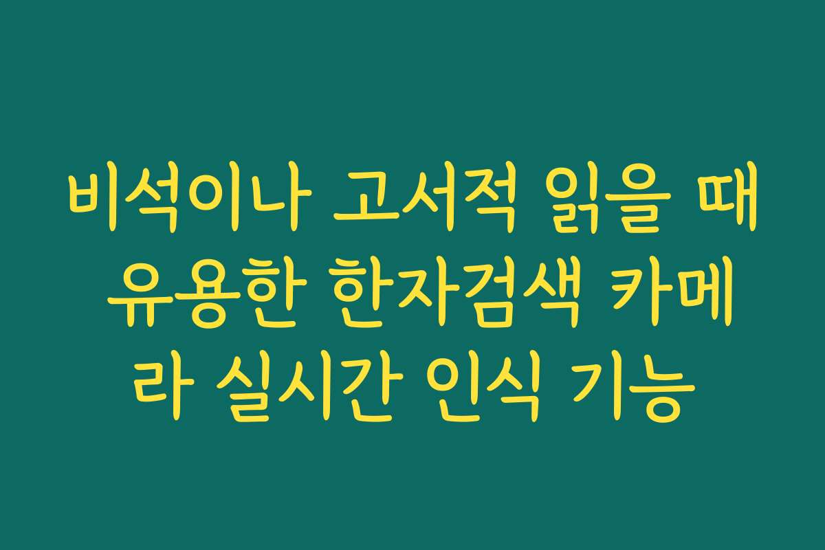비석이나 고서적 읽을 때 유용한 한자검색 카메라 실시간 인식 기능