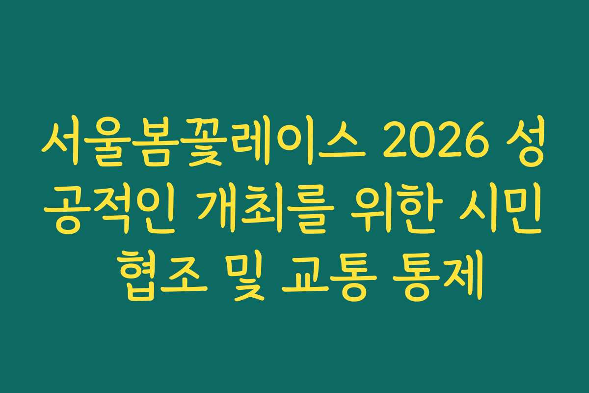 서울봄꽃레이스 2026 성공적인 개최를 위한 시민 협조 및 교통 통제