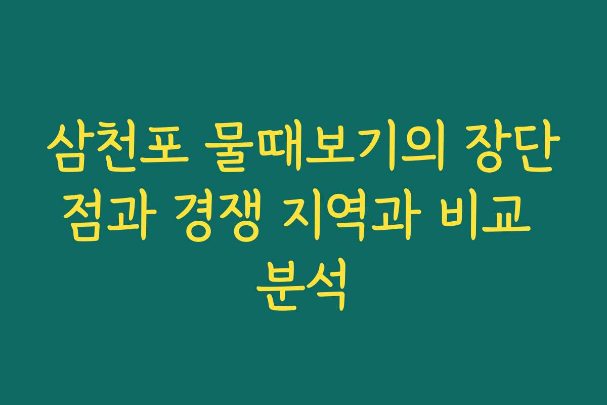 삼천포 물때보기의 장단점과 경쟁 지역과 비교 분석