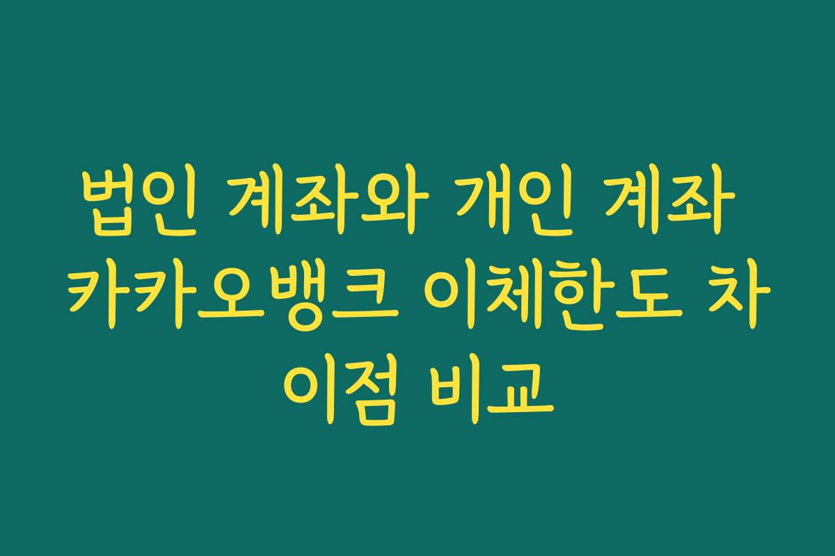 법인 계좌와 개인 계좌 카카오뱅크 이체한도 차이점 비교