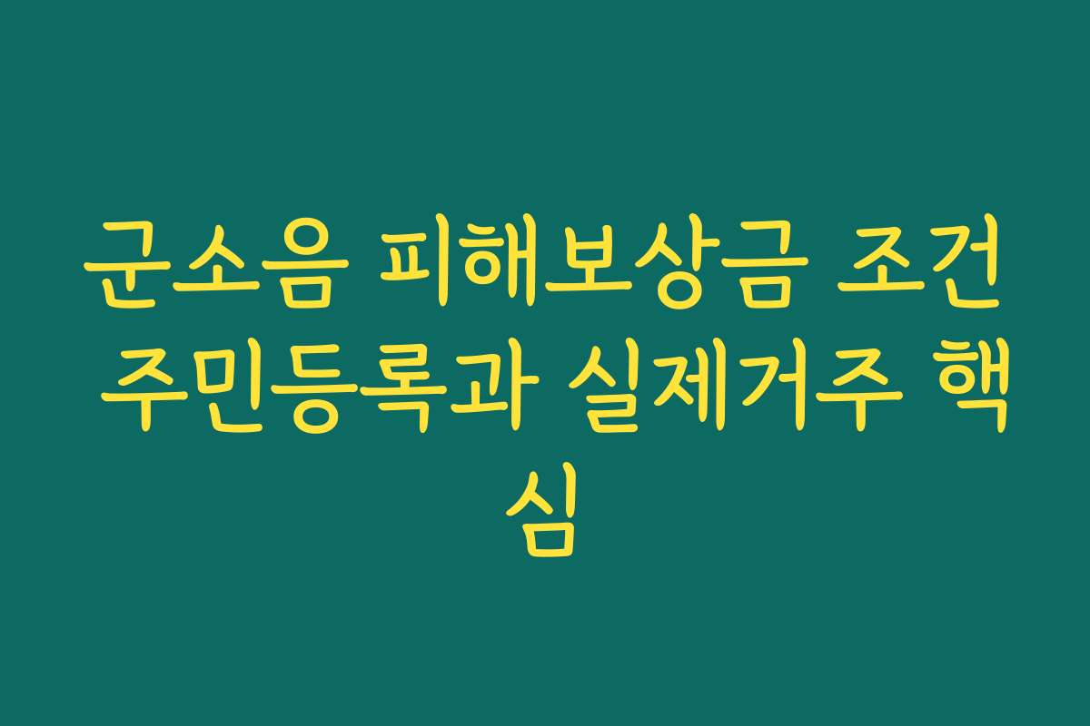 군소음 피해보상금 조건 주민등록과 실제거주 핵심 군소음 피해보상금 조건 주민등록과 실제거주 핵심