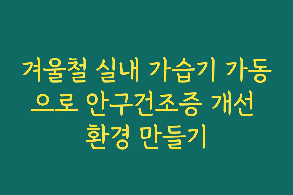 겨울철 실내 가습기 가동으로 안구건조증 개선 환경 만들기