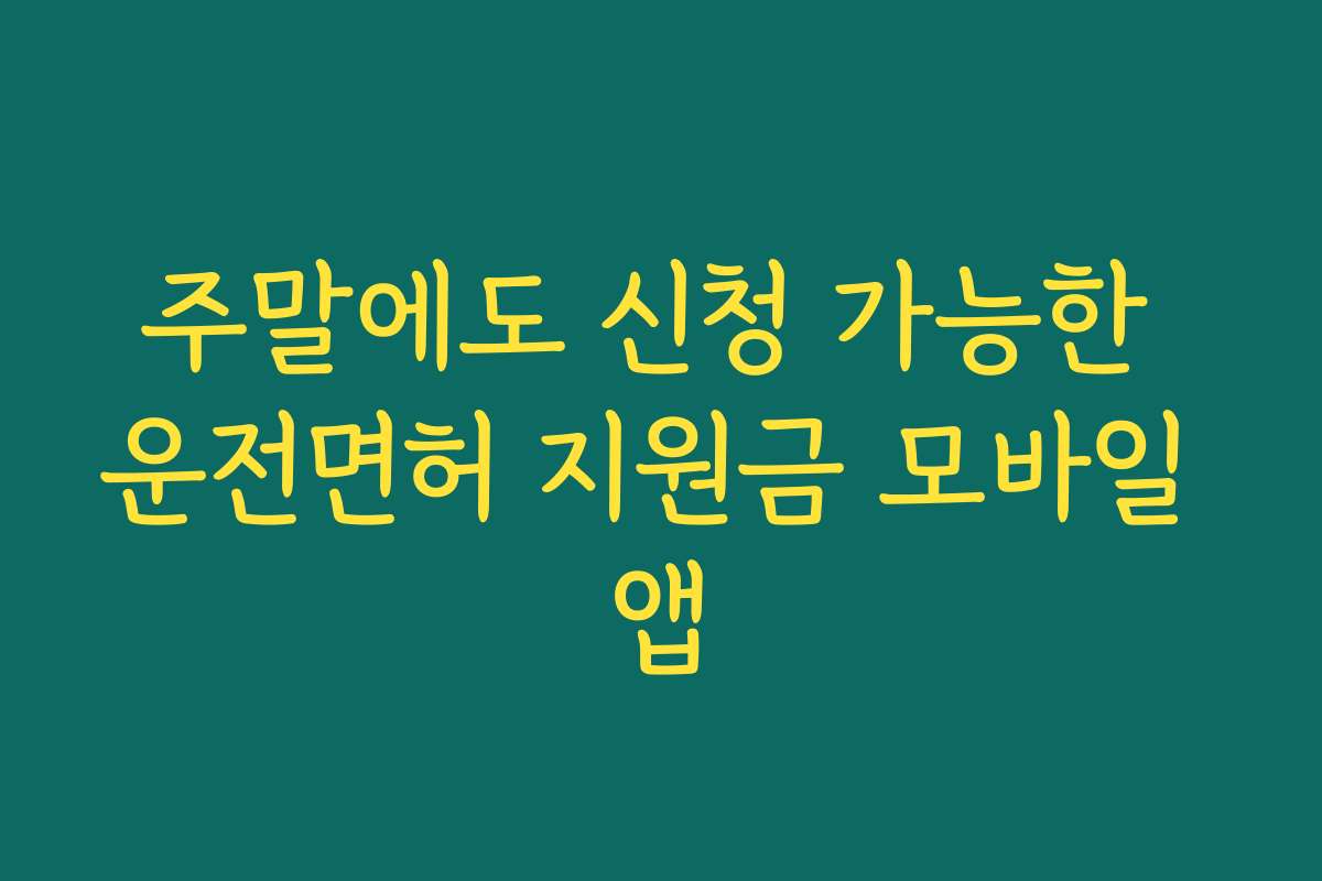 주말에도 신청 가능한 운전면허 지원금 모바일 앱