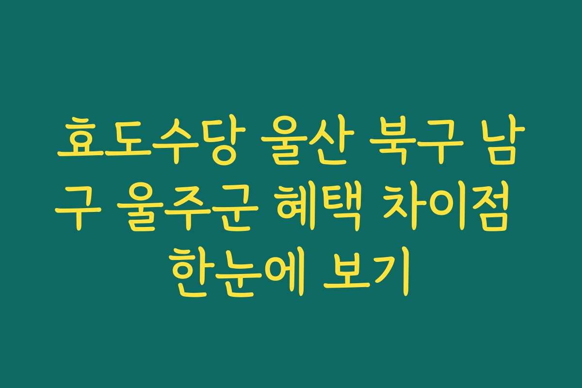 효도수당 울산 북구 남구 울주군 혜택 차이점 한눈에 보기
