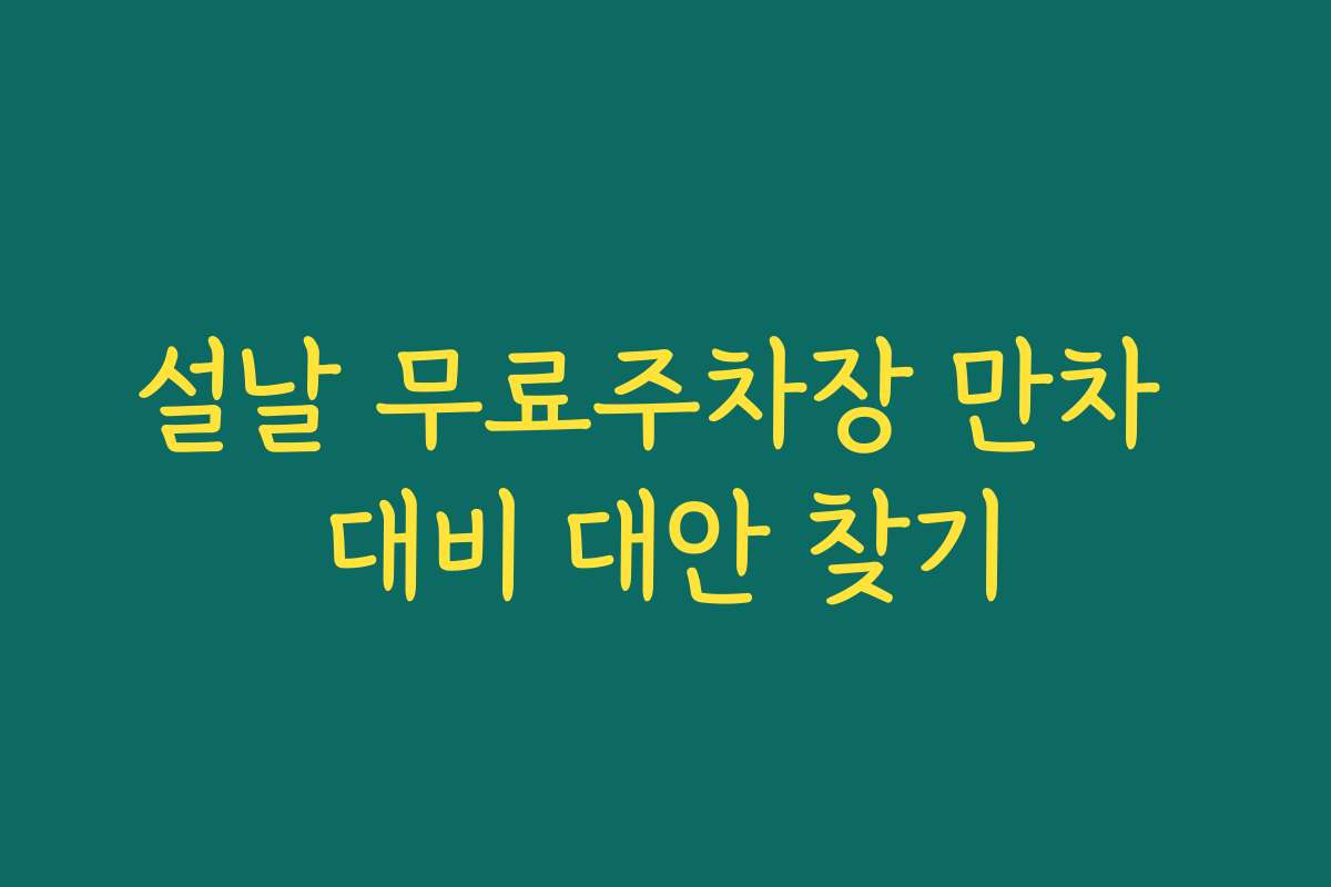 설날 무료주차장 만차 대비 대안 찾기