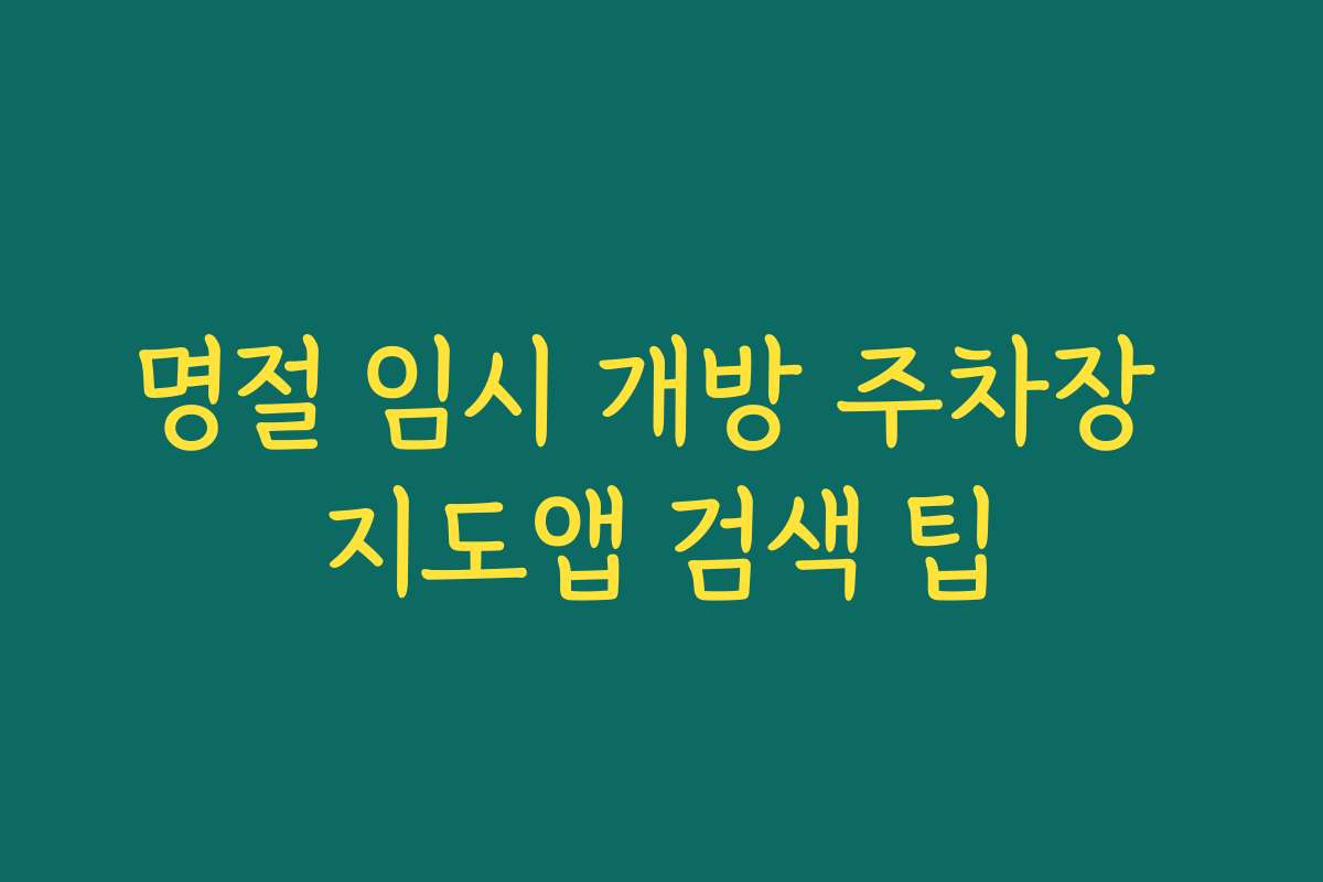 명절 임시 개방 주차장 지도앱 검색 팁