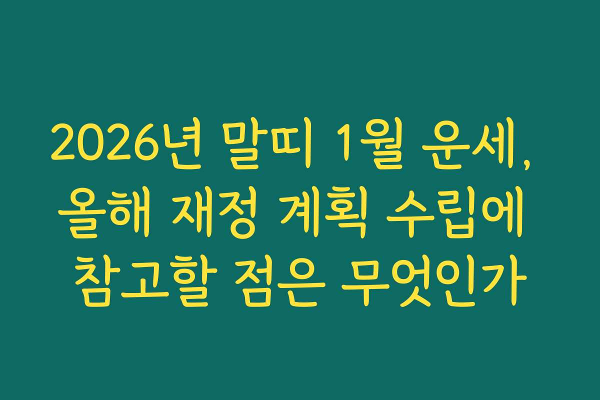 2026년 말띠 1월 운세, 올해 재정 계획 수립에 참고할 점은 무엇인가