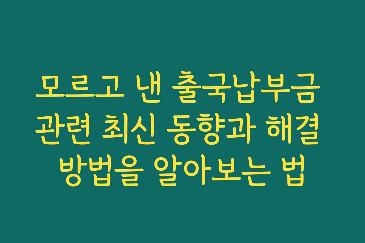 모르고 낸 출국납부금 관련 최신 동향과 해결 방법을 알아보는 법