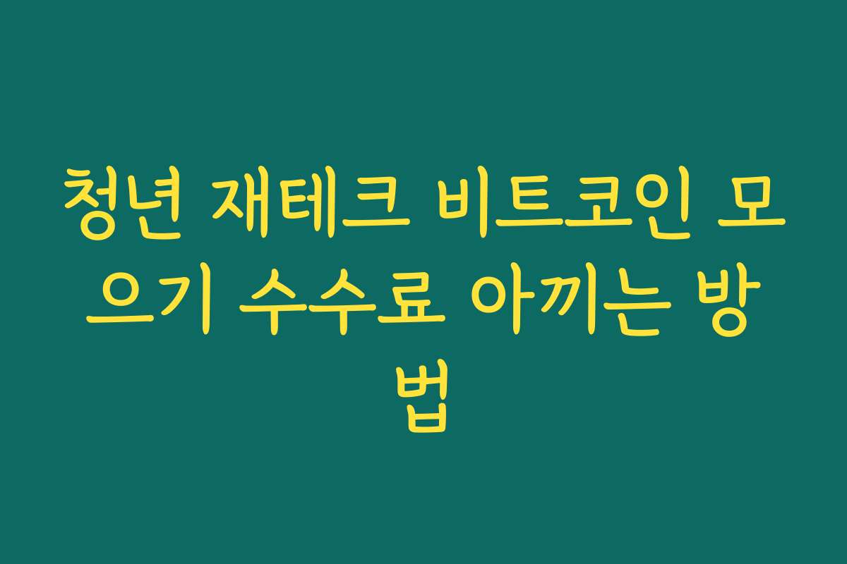 청년 재테크 비트코인 모으기 수수료 아끼는 방법