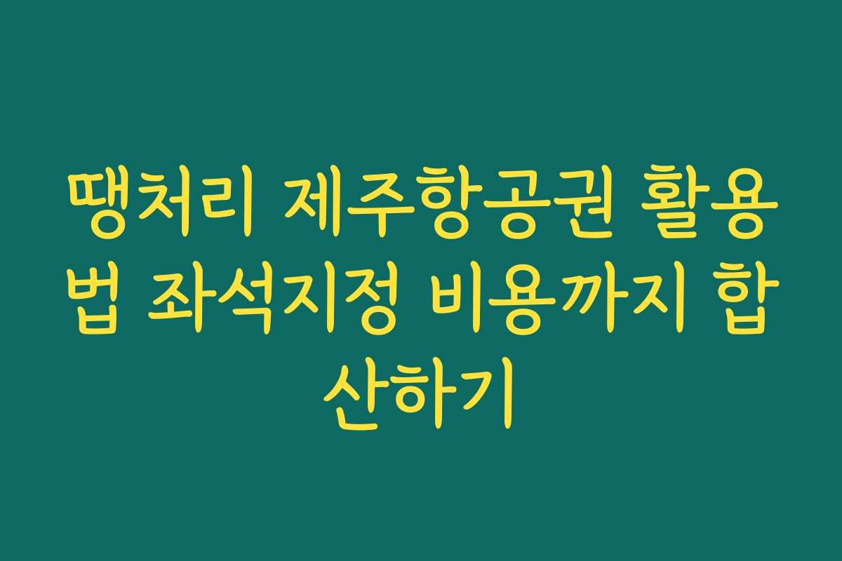 땡처리 제주항공권 활용법 좌석지정 비용까지 합산하기