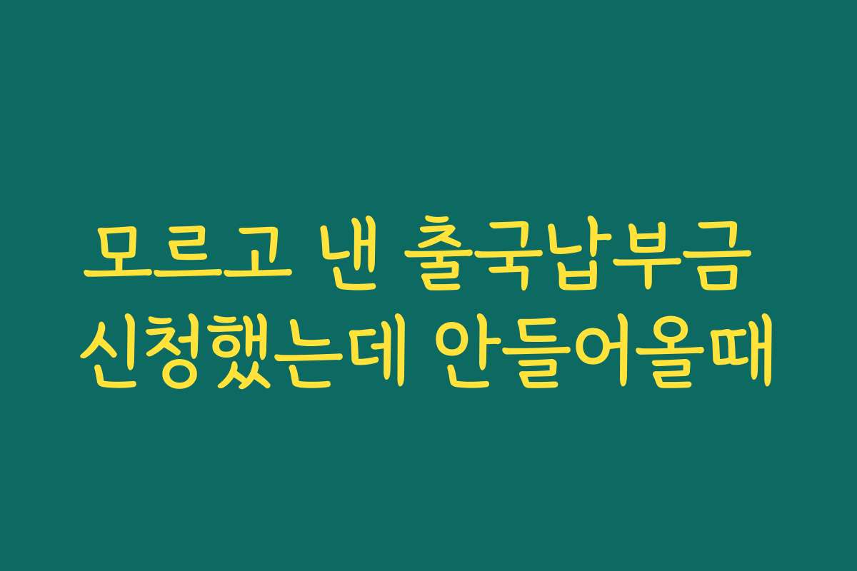 모르고 낸 출국납부금 신청했는데 안들어올때 모르고 낸 출국납부금 신청했는데 안들어올때