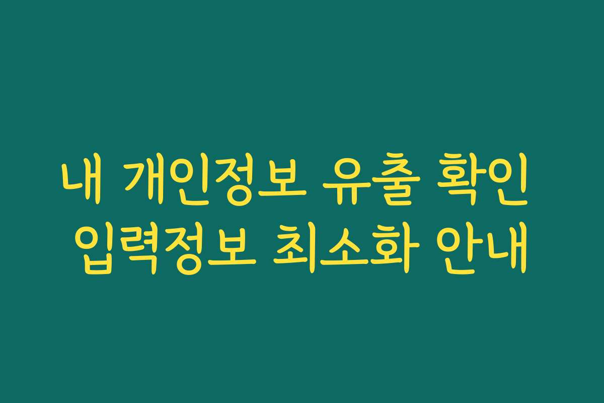 내 개인정보 유출 확인 입력정보 최소화 안내 내 개인정보 유출 확인 입력정보 최소화 안내