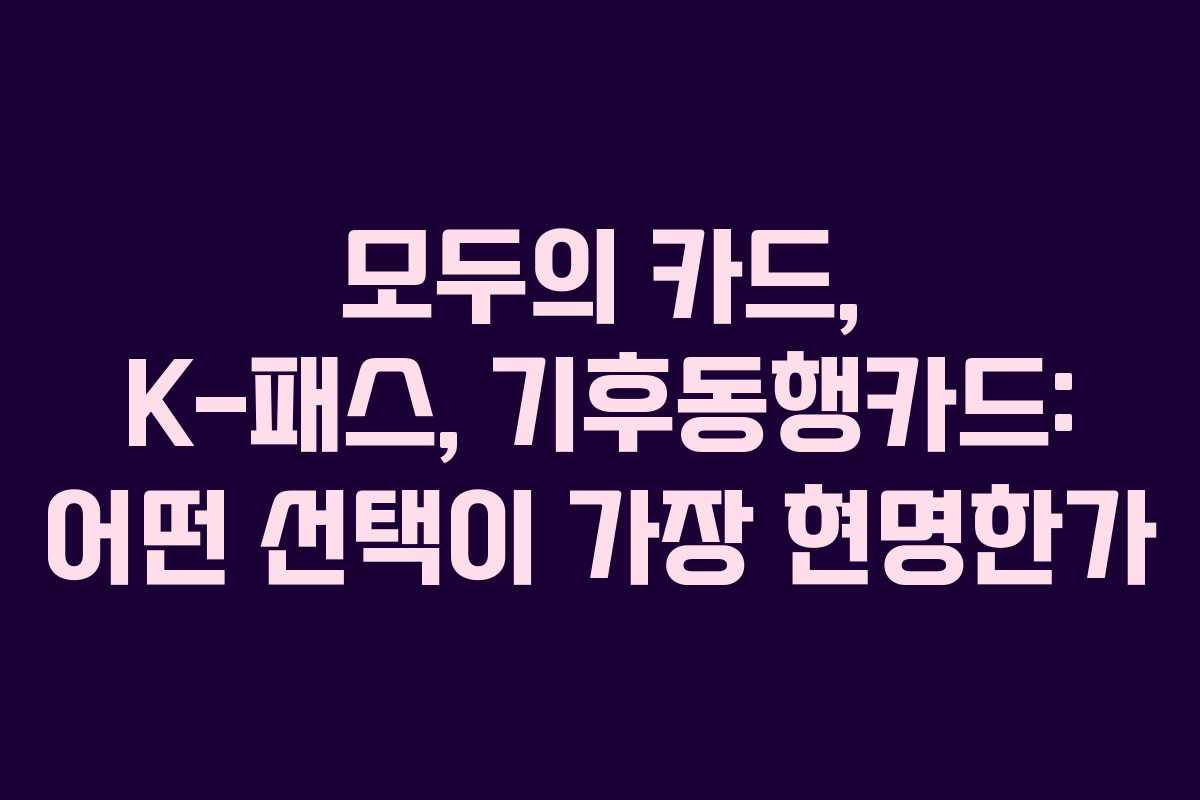 모두의 카드, K-패스, 기후동행카드: 어떤 선택이 가장 현명한가