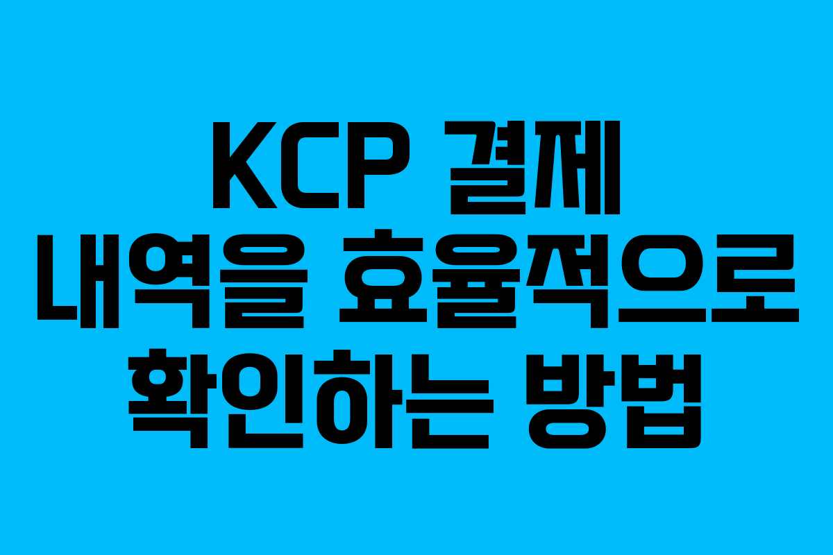 KCP 결제 내역을 효율적으로 확인하는 방법 KCP 결제 내역을 효율적으로 확인하는 방법