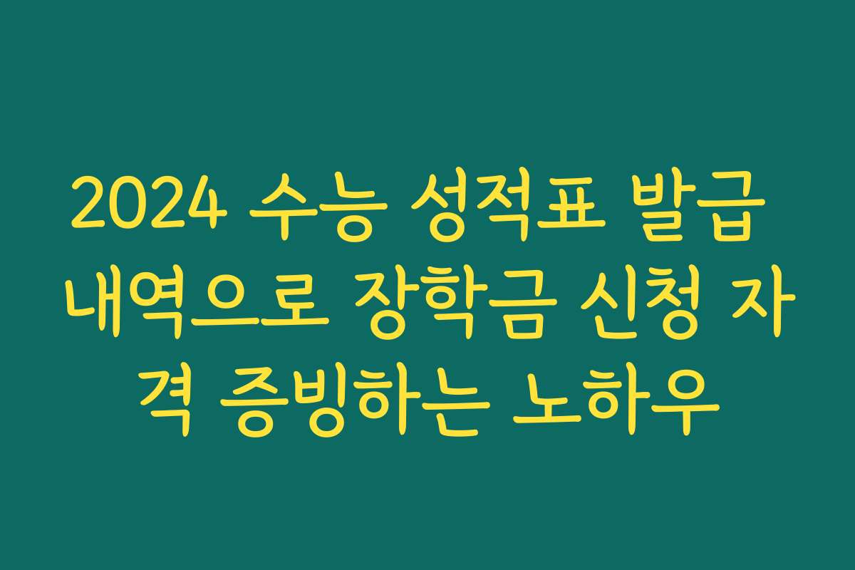 2024 수능 성적표 발급 내역으로 장학금 신청 자격 증빙하는 노하우 2024 수능 성적표 발급 내역으로 장학금 신청 자격 증빙하는 노하우