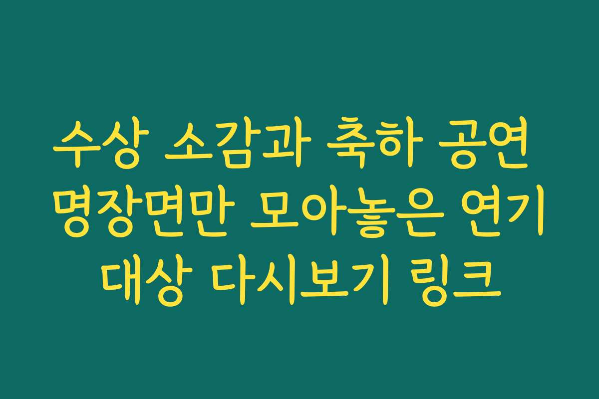수상 소감과 축하 공연 명장면만 모아놓은 연기대상 다시보기 링크