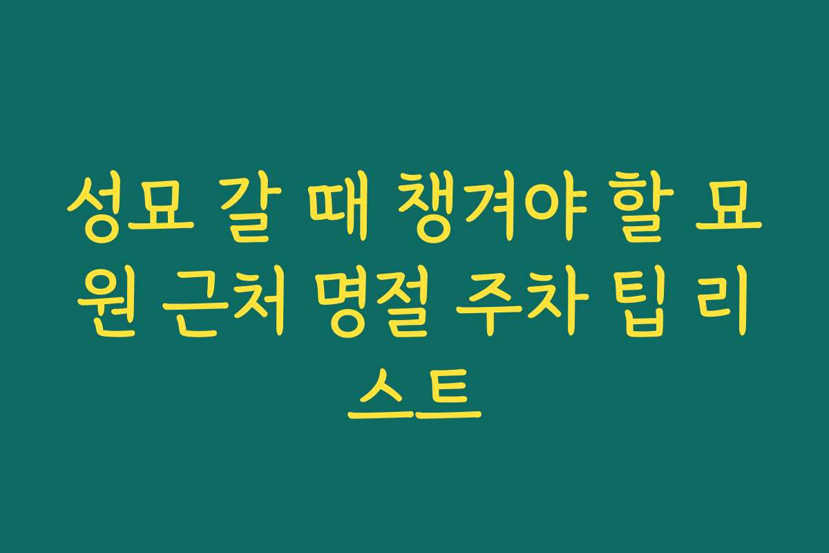 성묘 갈 때 챙겨야 할 묘원 근처 명절 주차 팁 리스트