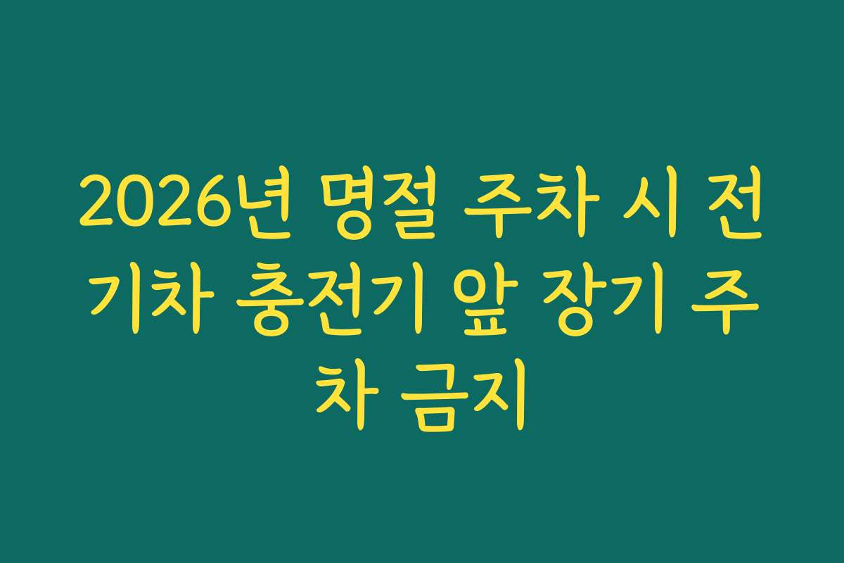 2026년 명절 주차 시 전기차 충전기 앞 장기 주차 금지