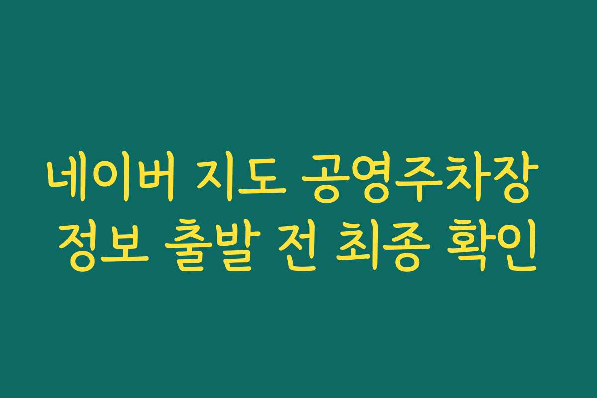네이버 지도 공영주차장 정보 출발 전 최종 확인