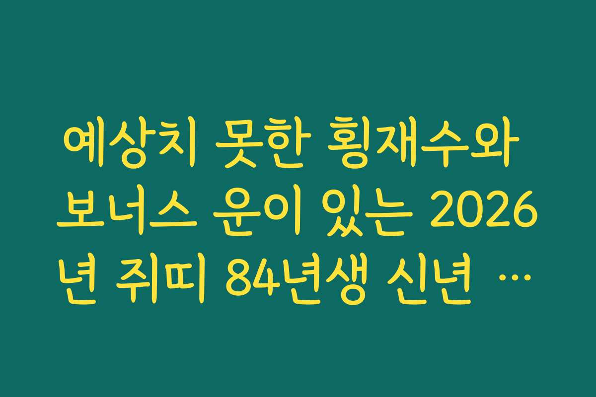 예상치 못한 횡재수와 보너스 운이 있는 2026년 쥐띠 84년생 신년 운세 예상치 못한 횡재수와 보너스 운이 있는 2026년 쥐띠 84년생 신년 운세