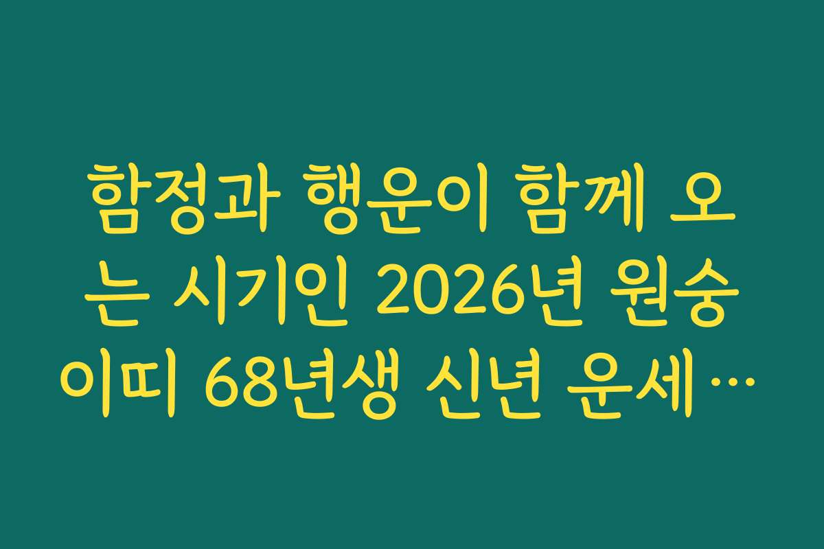 함정과 행운이 함께 오는 시기인 2026년 원숭이띠 68년생 신년 운세 경고