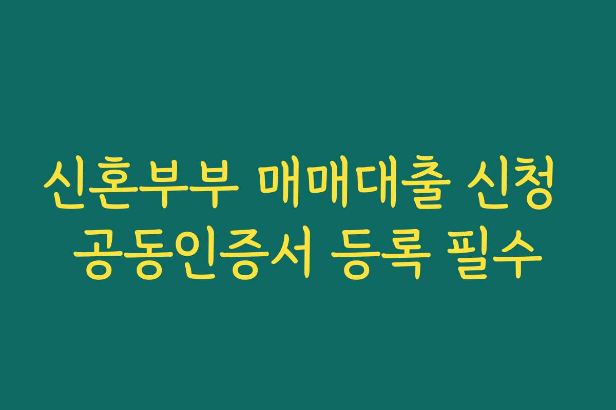 신혼부부 매매대출 신청 공동인증서 등록 필수