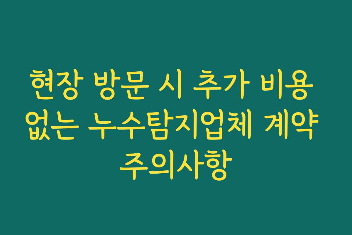 현장 방문 시 추가 비용 없는 누수탐지업체 계약 주의사항 현장 방문 시 추가 비용 없는 누수탐지업체 계약 주의사항