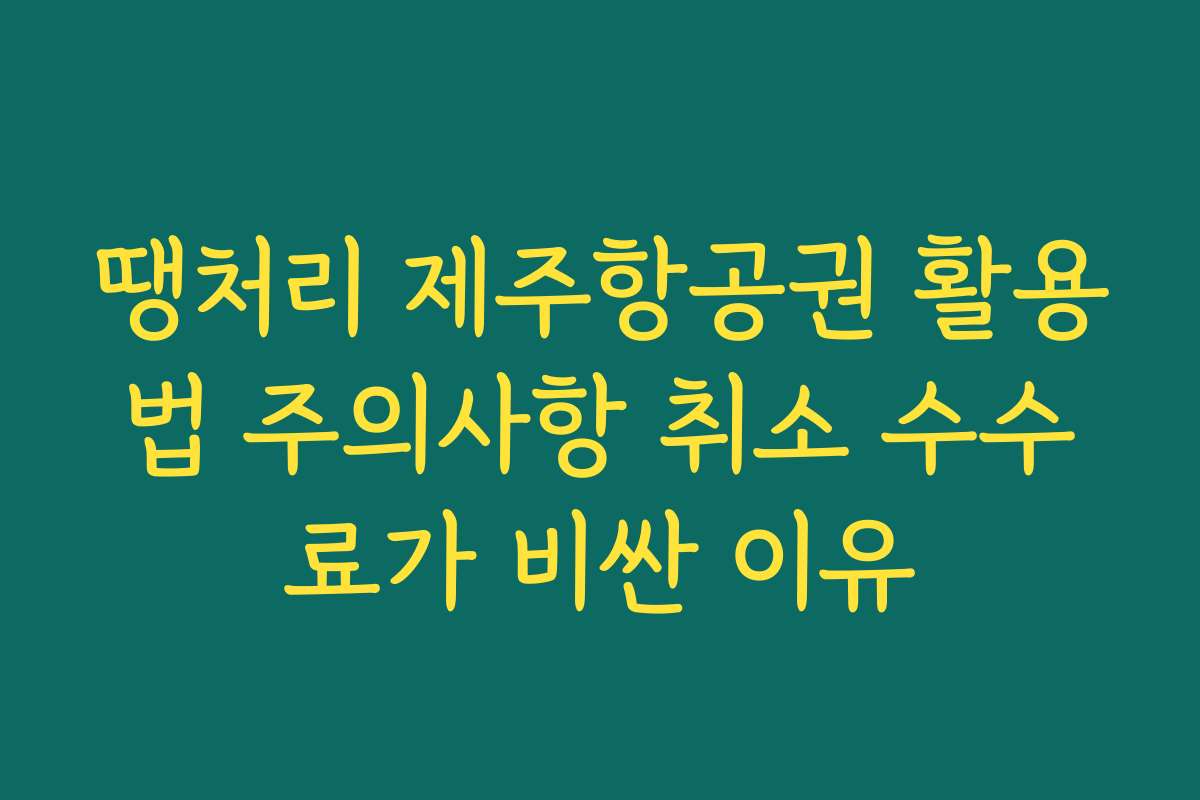 땡처리 제주항공권 활용법 주의사항 취소 수수료가 비싼 이유
