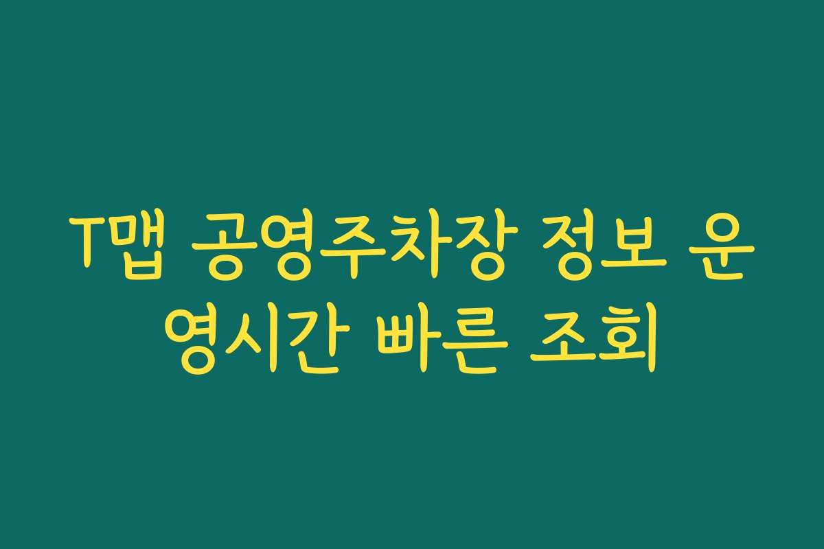T맵 공영주차장 정보 운영시간 빠른 조회 T맵 공영주차장 정보 운영시간 빠른 조회
