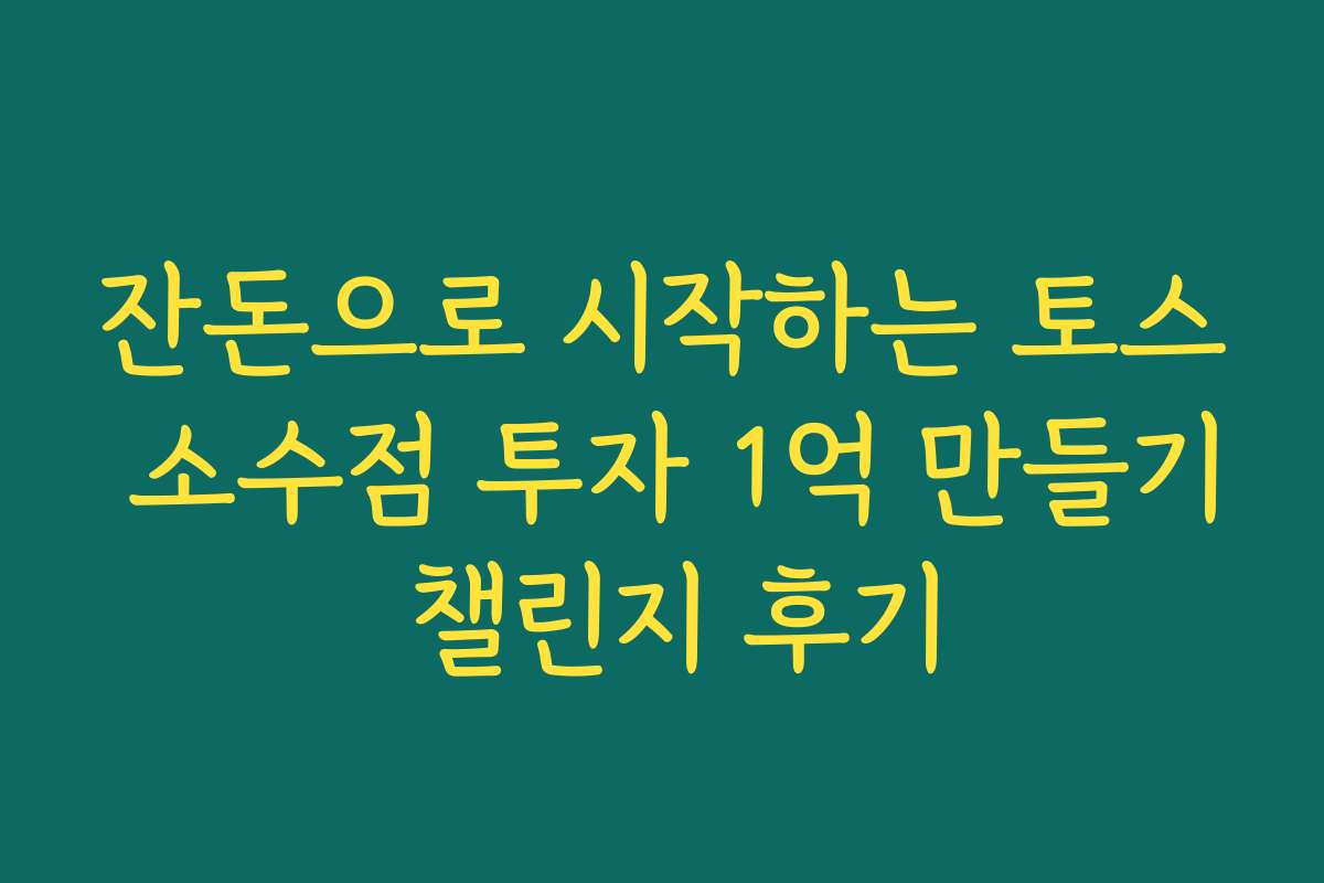 잔돈으로 시작하는 토스 소수점 투자 1억 만들기 챌린지 후기