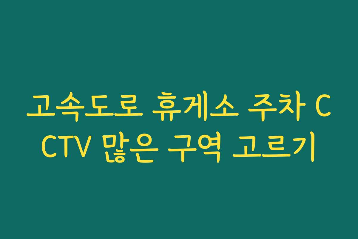 고속도로 휴게소 주차 CCTV 많은 구역 고르기