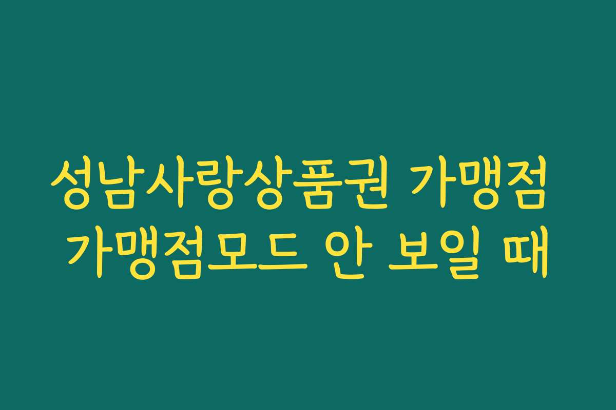 성남사랑상품권 가맹점 가맹점모드 안 보일 때