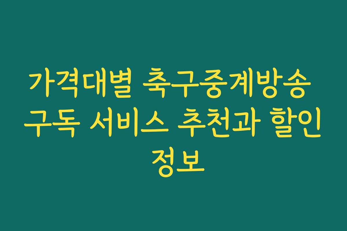가격대별 축구중계방송 구독 서비스 추천과 할인 정보