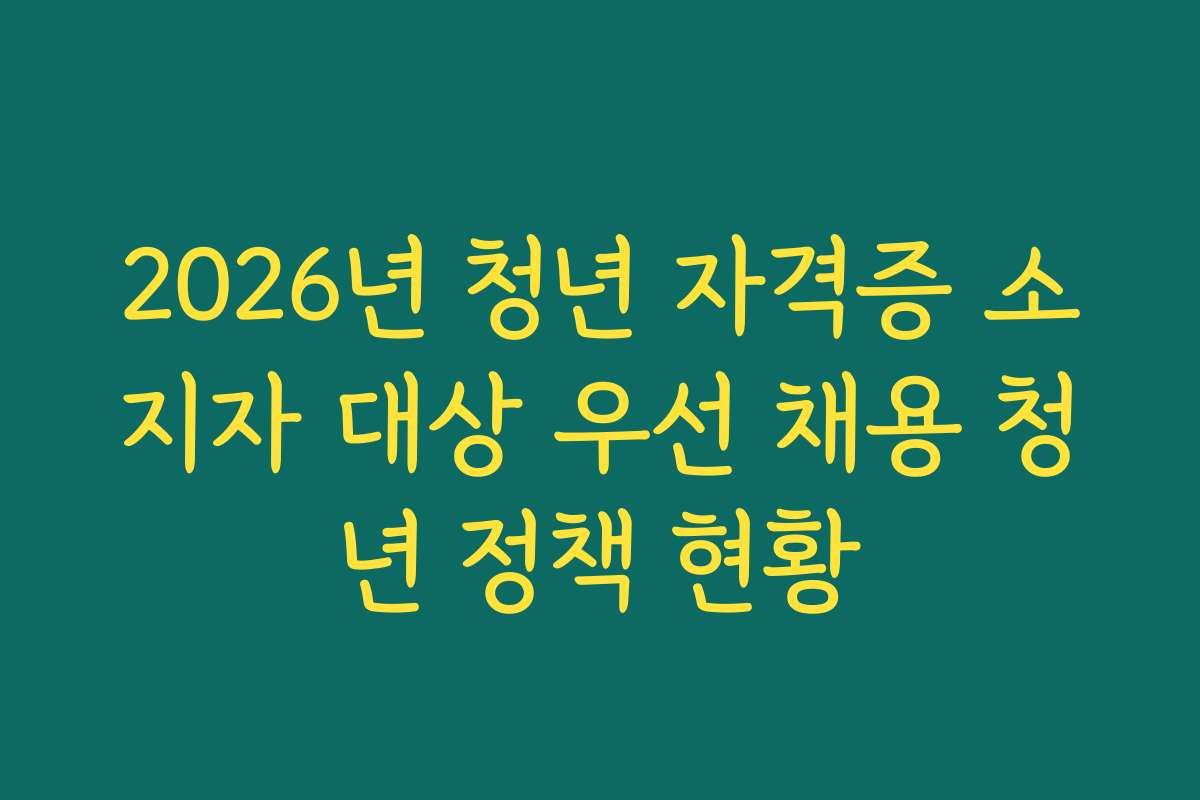 2026년 청년 자격증 소지자 대상 우선 채용 청년 정책 현황